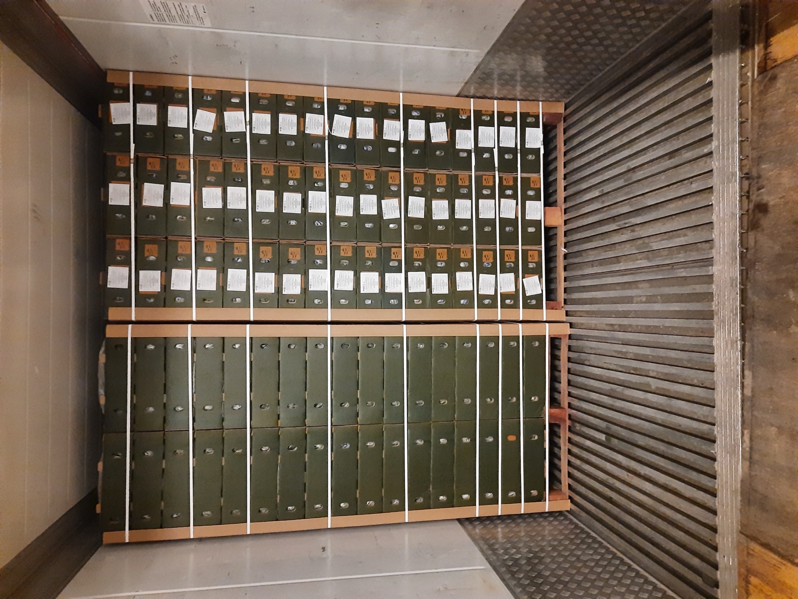 A reefer filled wall-to-wall, every carton strapped.